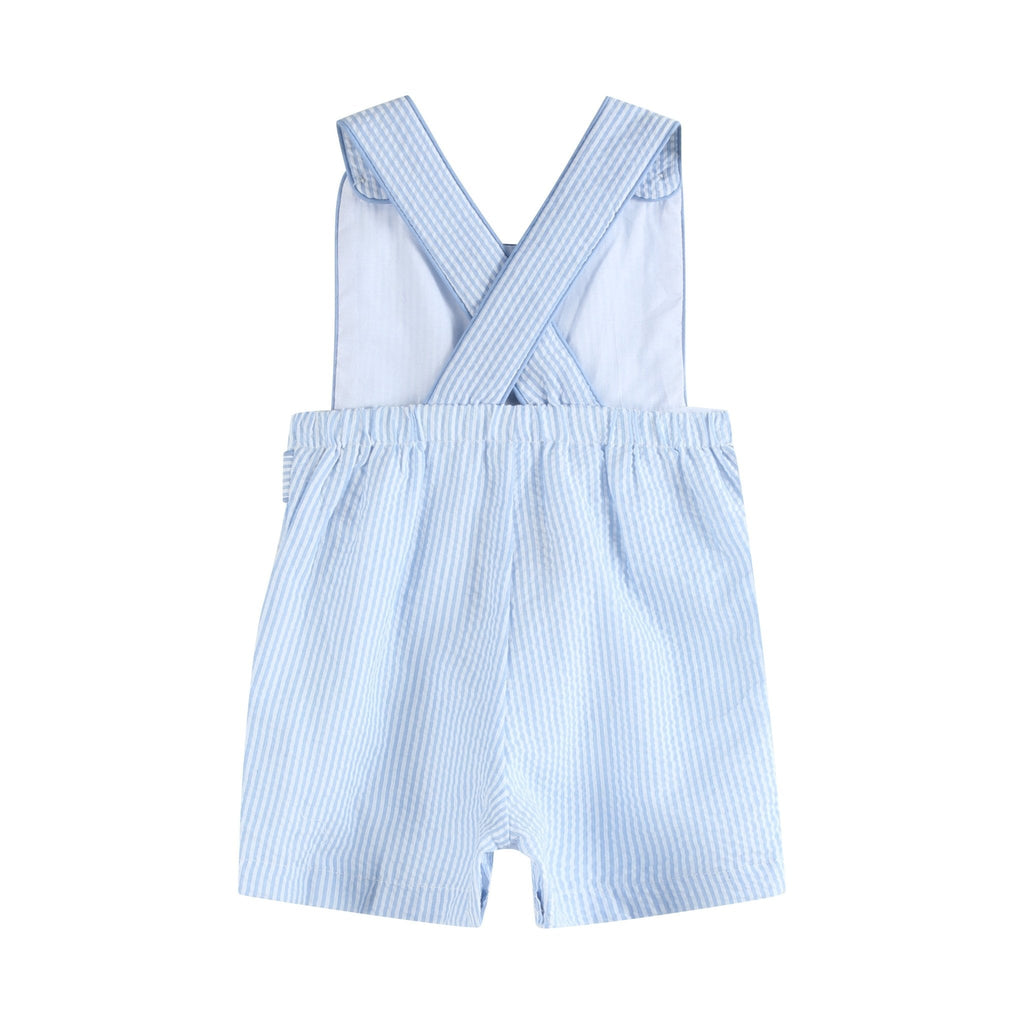 Blue Seersucker Bunny Shortalls