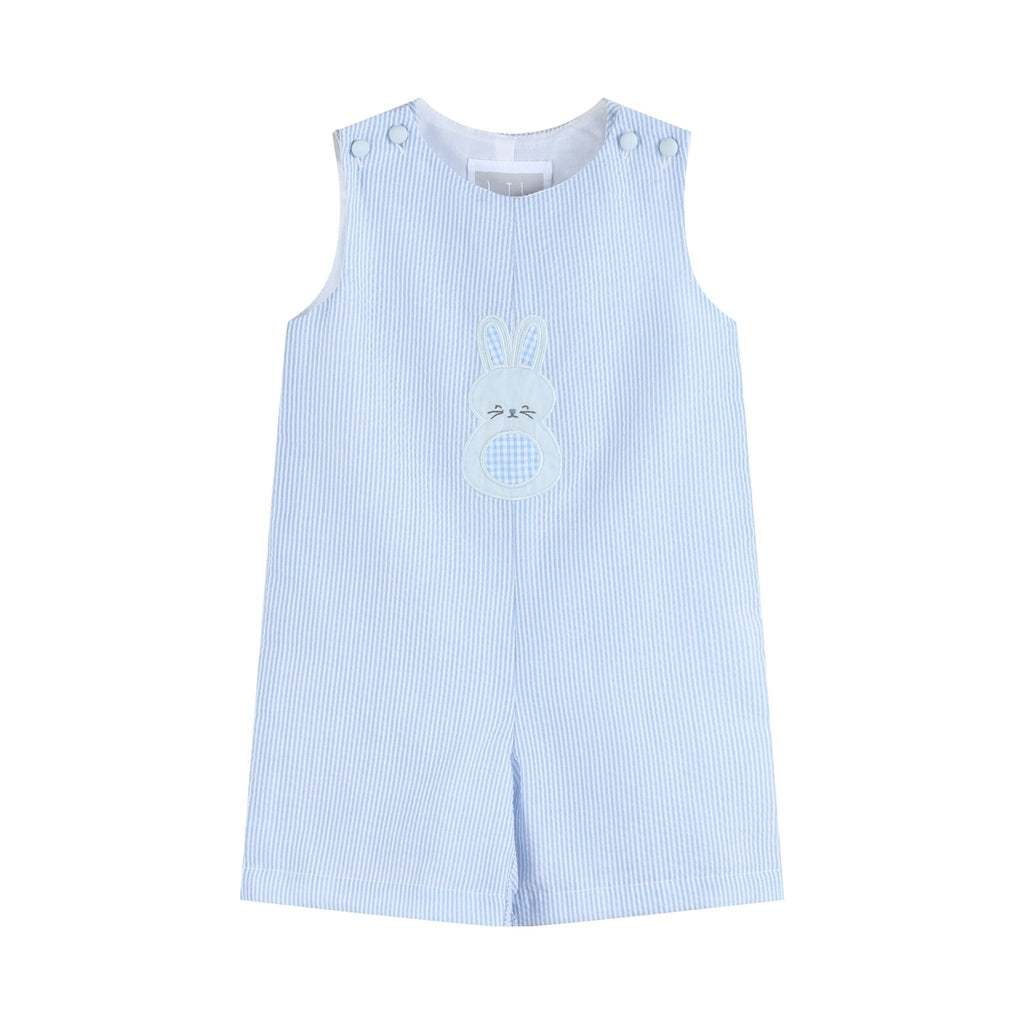 Blue Seersucker Gingham Bunny Shortall