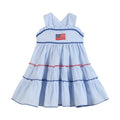 Blue Seersucker USA Flag Layered Sundress