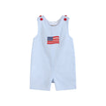 Blue Seersucker USA Flag Shortalls
