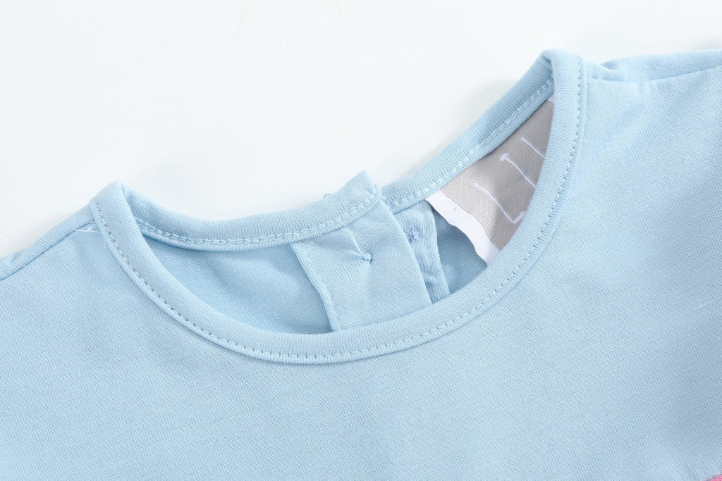Blue Smocked Knit ABC School Dress