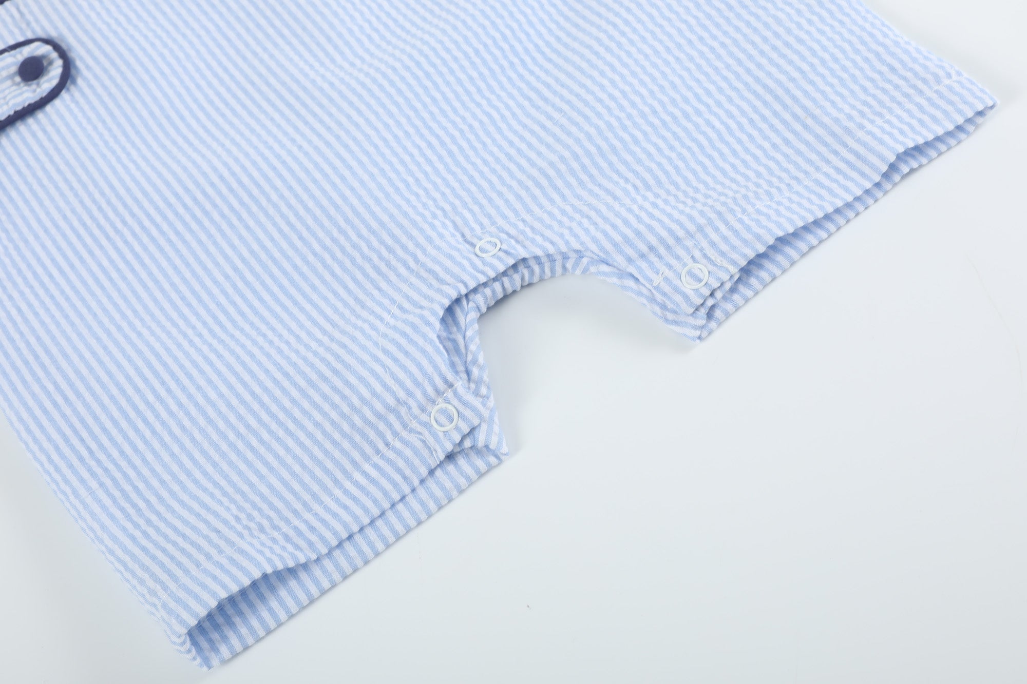 Blue Stripe Crawfish Smocked Shortalls