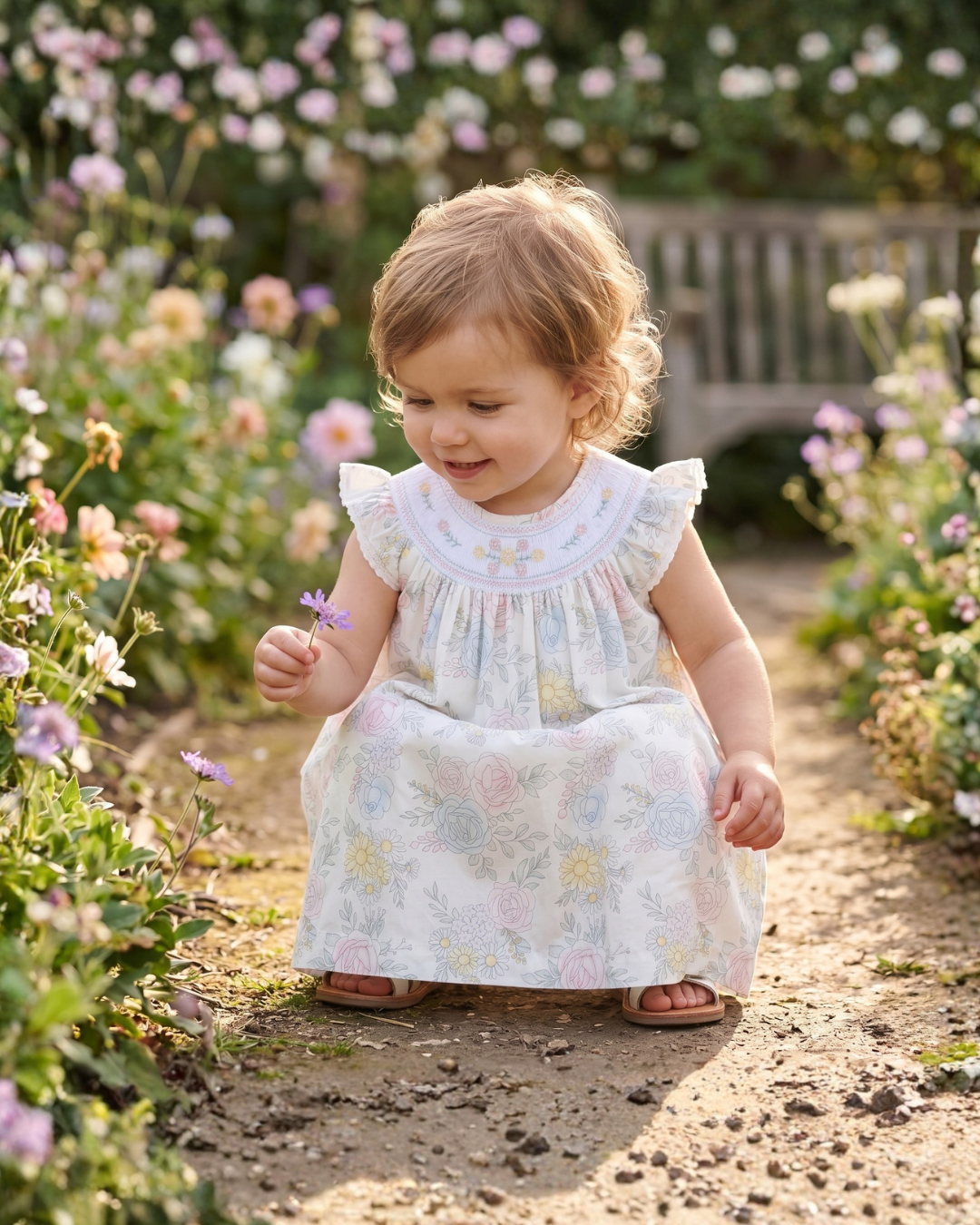 Bouquet Floral Smocked Bishop Dress