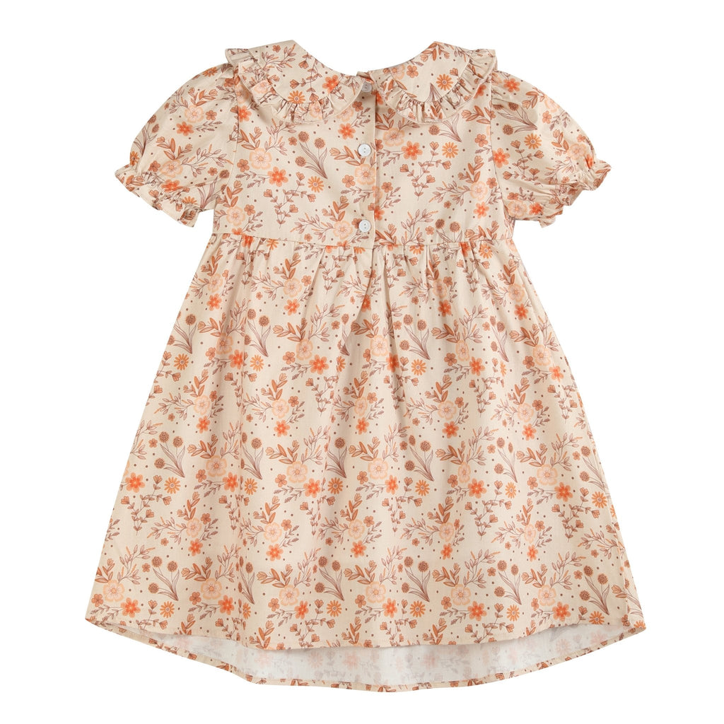 Brown Floral Collared Dress