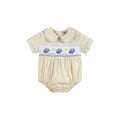 Buttercream Yellow Whale Smocked Collared Romper