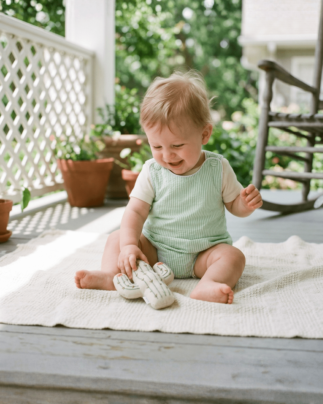 Classic Green Seersucker Bubble Romper