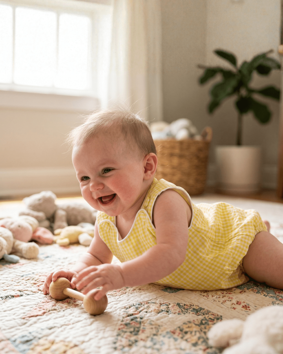 Classic Yellow Gingham Bubble Romper