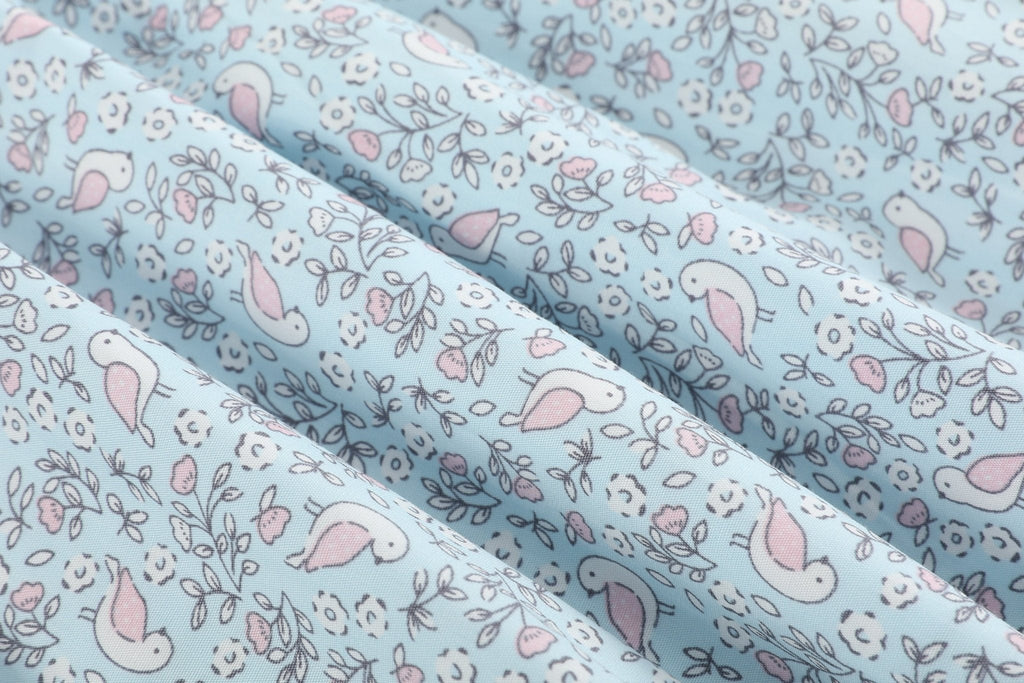 Floral Blue Dove Smocked Collared Dress