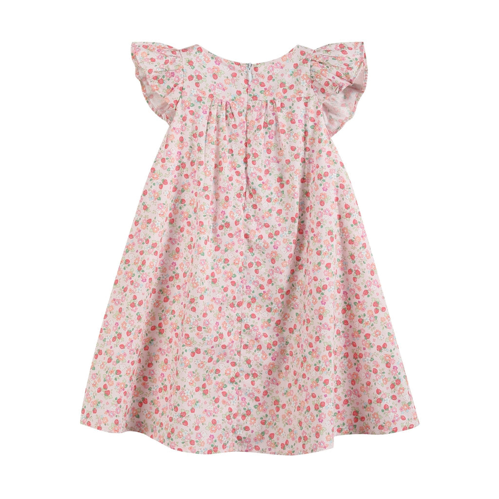 Floral Strawberry Smocked Flutter Dress