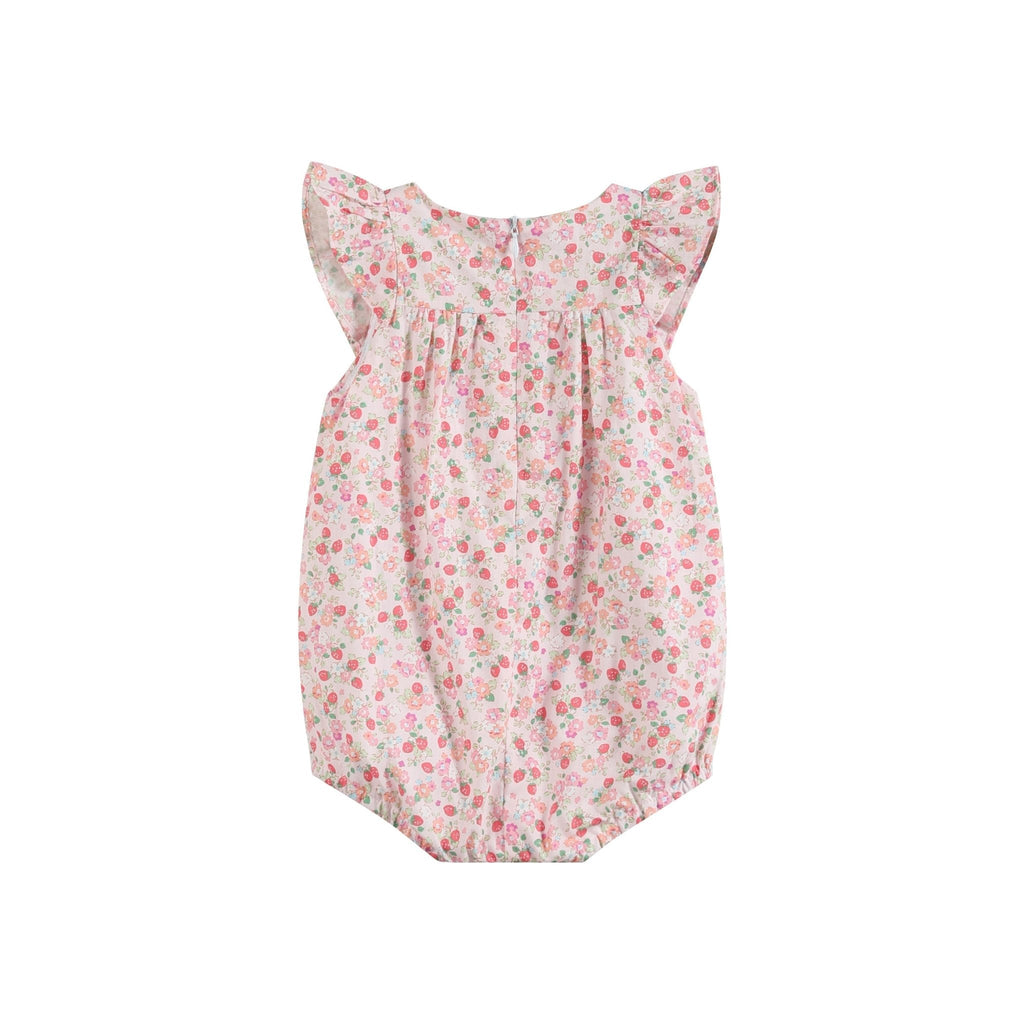 Floral Strawberry Smocked Flutter Romper