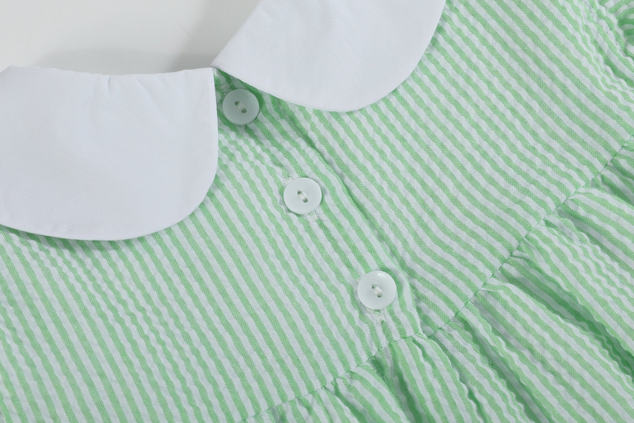 Green Seersucker Bunny Ruffle Dress