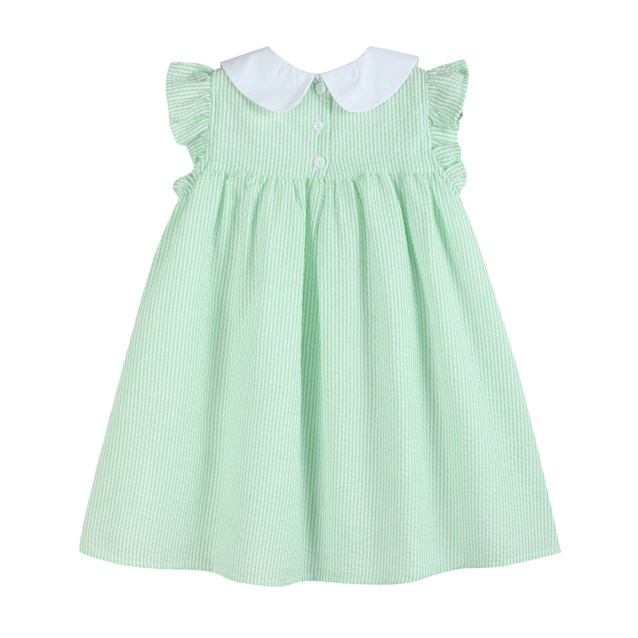 Green Seersucker Bunny Ruffle Dress