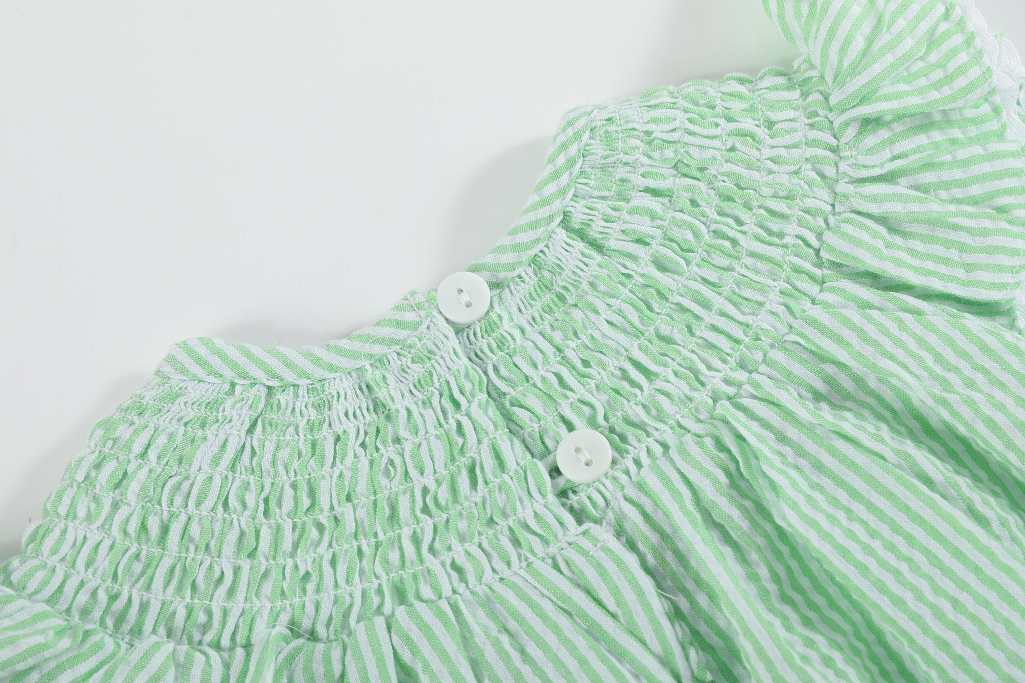 Green Seersucker Bunny Smocked Flutter Romper