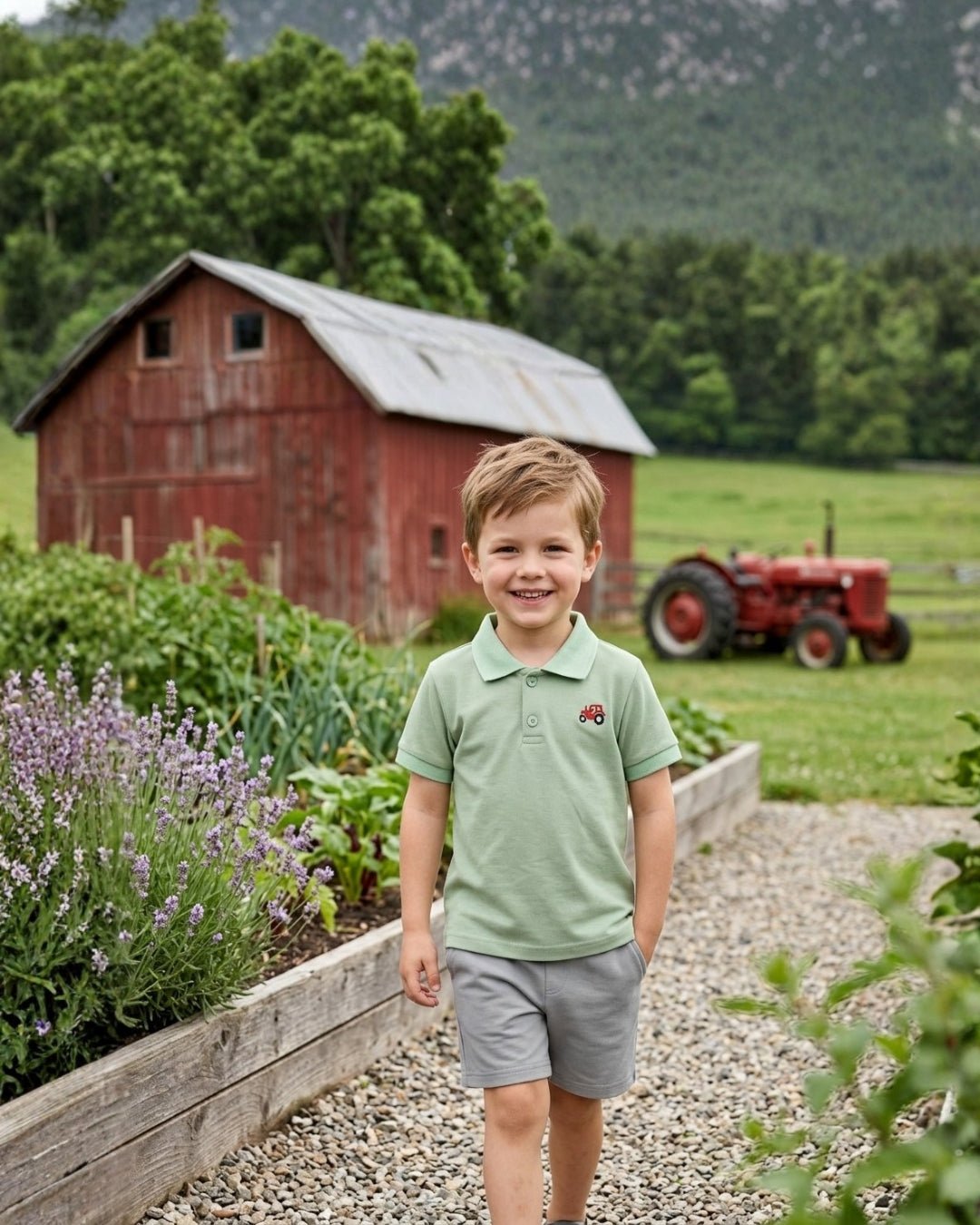 Green Tractor Golf Polo Shirt