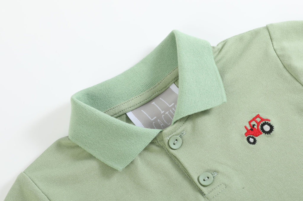 Green Tractor Golf Polo Shirt