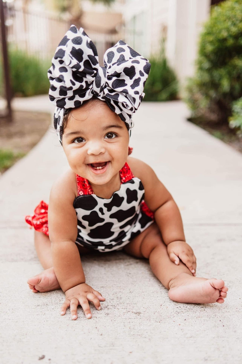 Cow paisley tie romper