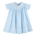 Light Blue Crosses Smocked Bishop Dress