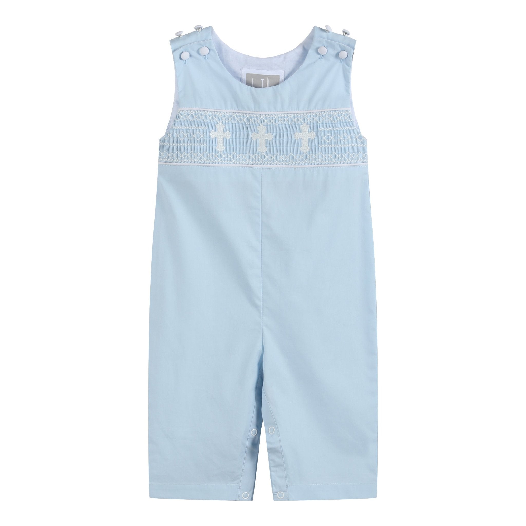 Light Blue Crosses Smocked Longalls