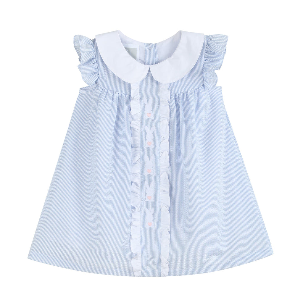 Light Blue Bunny Ruffle Yoke Dress