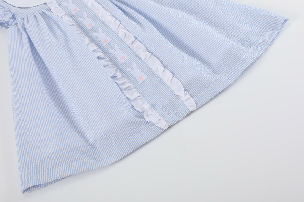 Light Blue Bunny Ruffle Yoke Dress
