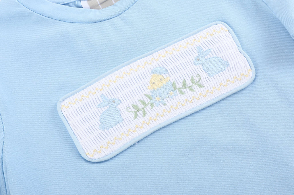 Light Blue Bunny Smocked T-Shirt and Shorts Set