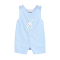 Light Blue Gingham Bunny Applique Shortalls