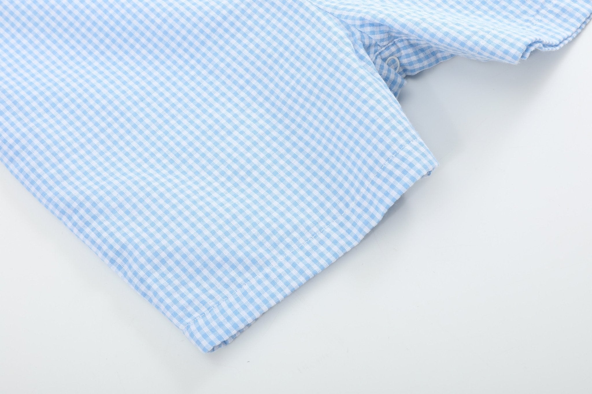 Light Blue Gingham Bunny Applique Shortalls