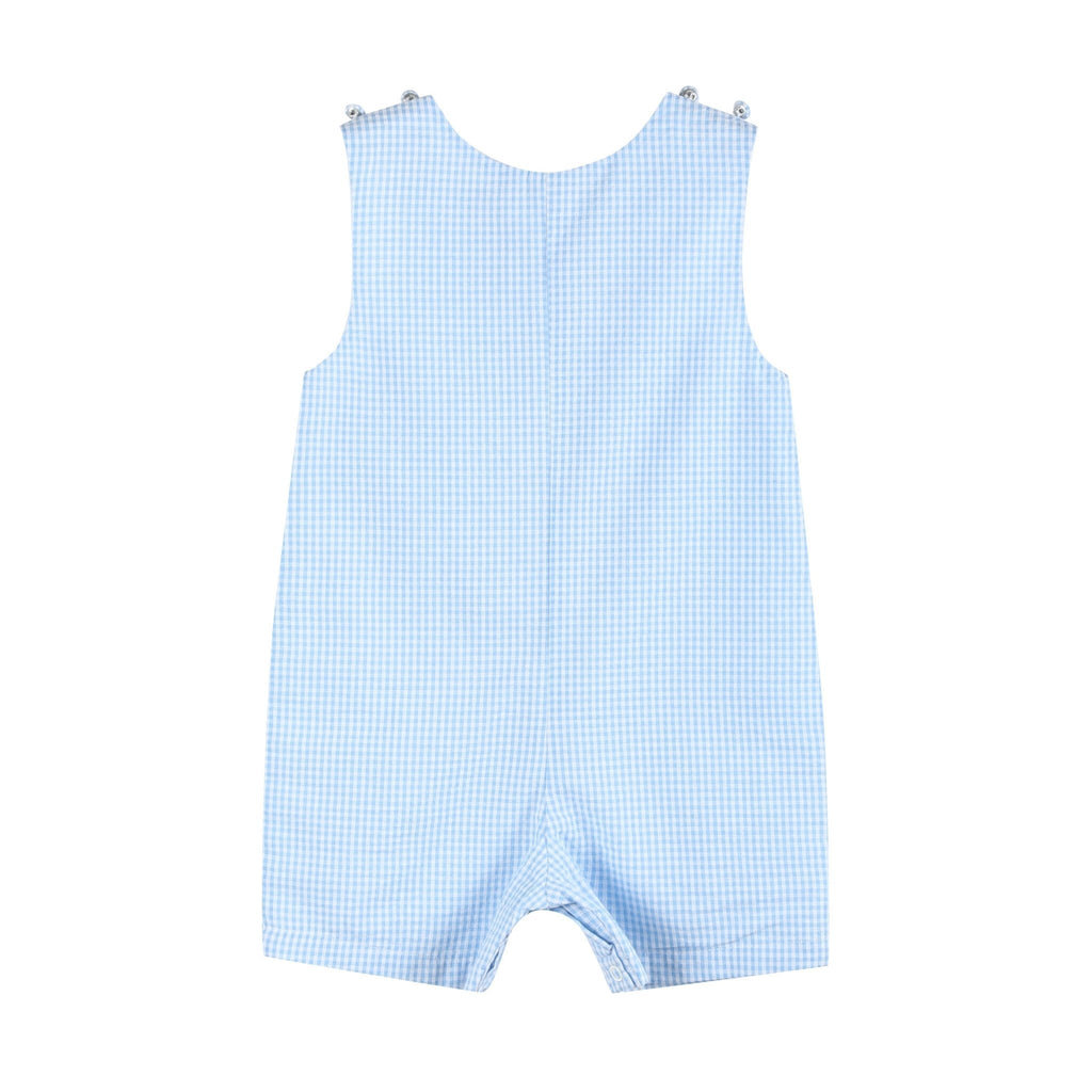 Light Blue Gingham Bunny Applique Shortalls