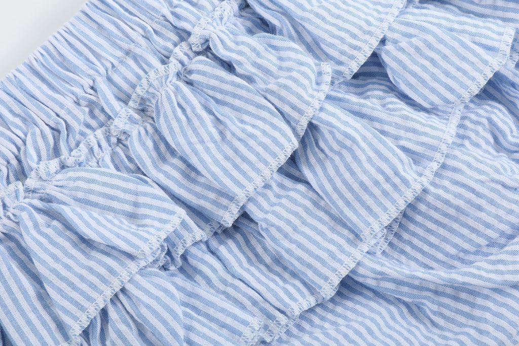 Light Blue Seersucker Turtle 2pc Bloomer Set