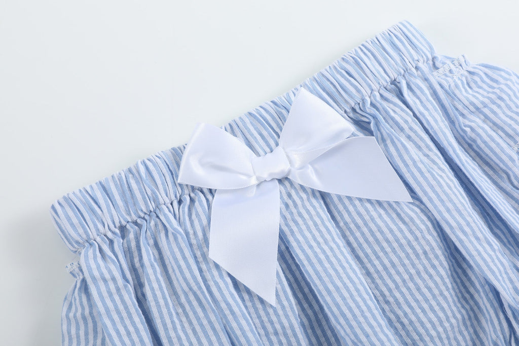 Light Blue Seersucker Turtle 2pc Bloomer Set