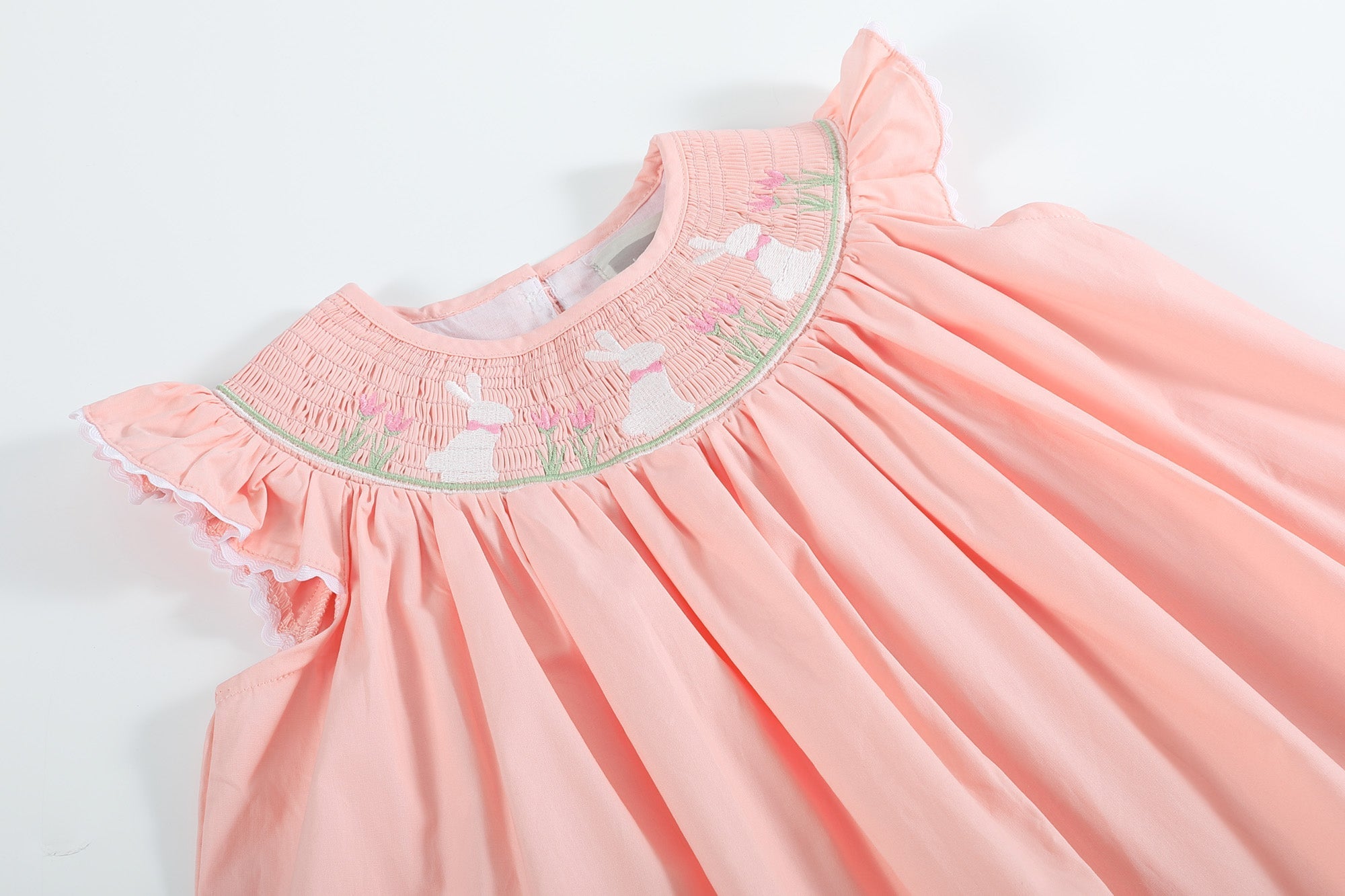 Light Pink Bunny Smocked Bishop Dress