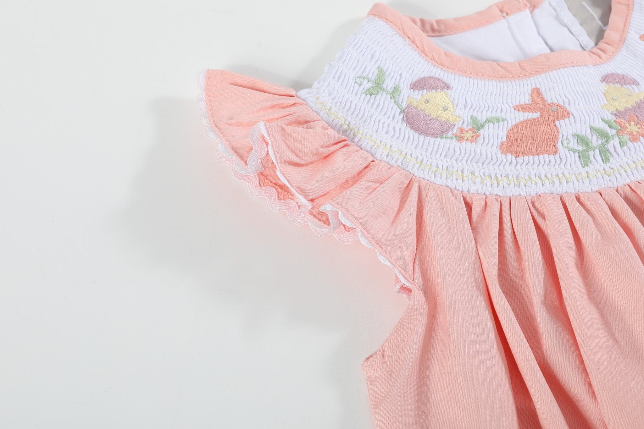 Light Pink Bunny Smocked Bishop Dress