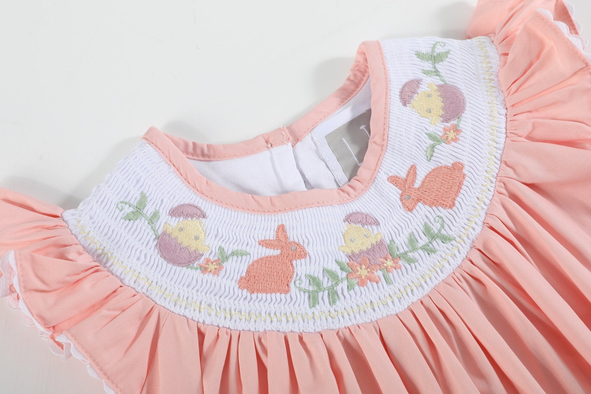 Light Pink Bunny Smocked Bishop Dress