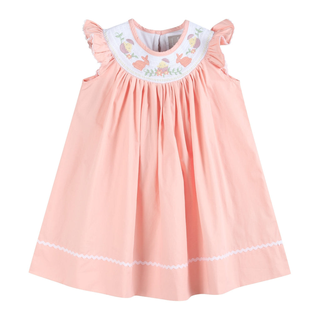 Light Pink Bunny Smocked Bishop Dress