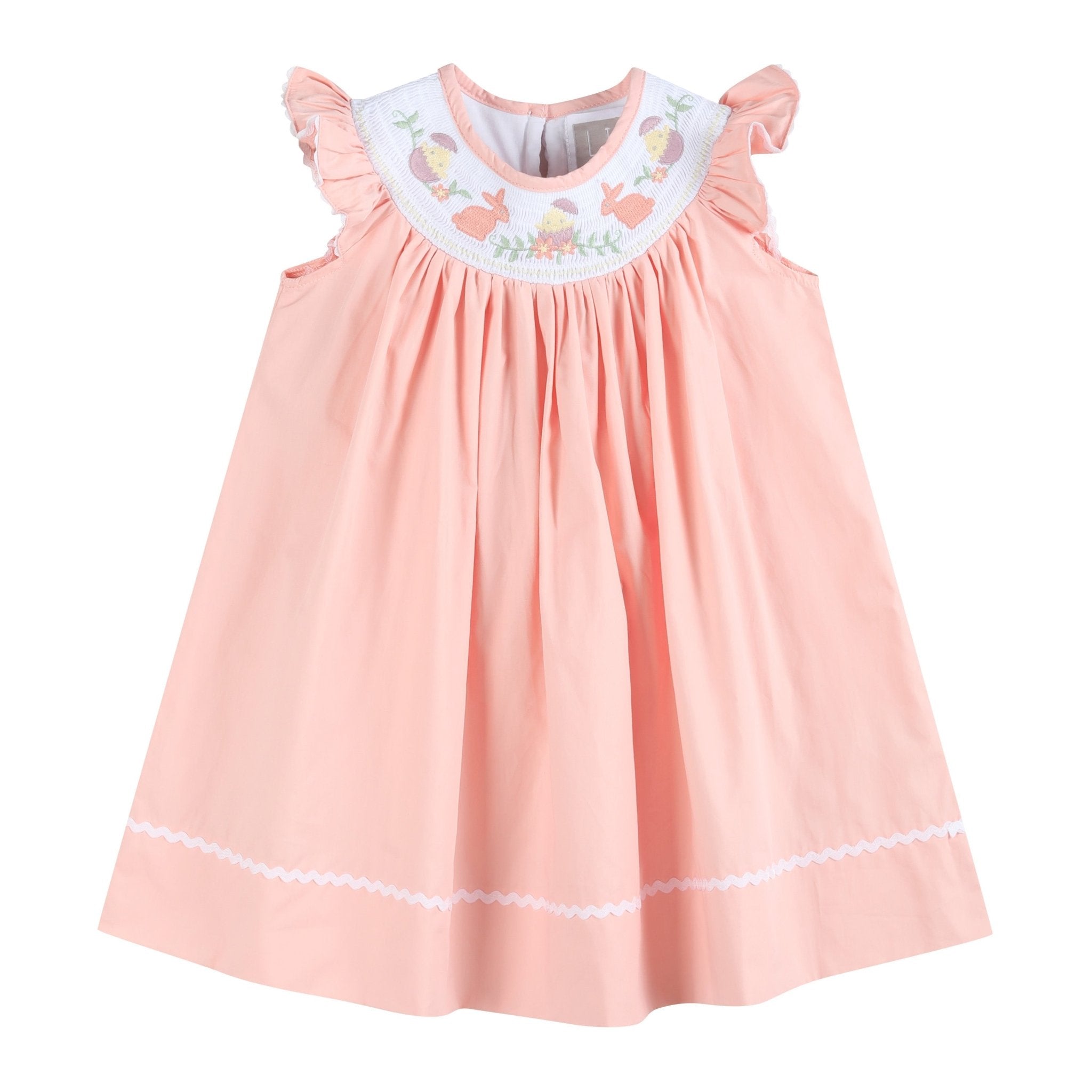 Light Pink Bunny Smocked Bishop Dress