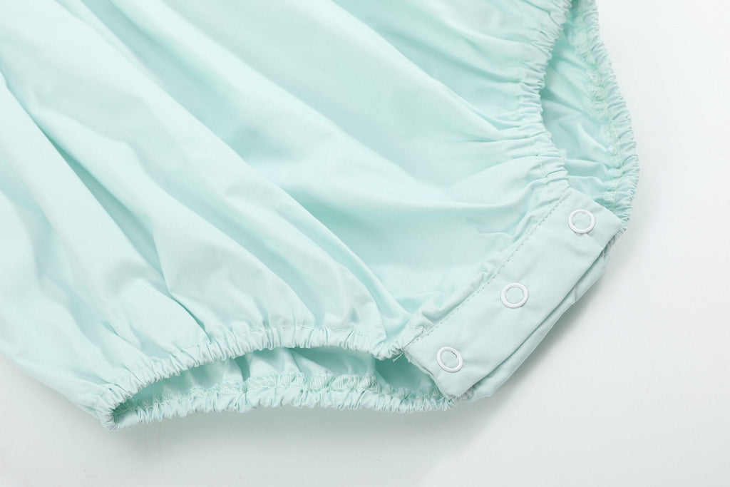 Misty Blue Bunny Smocked Bubble Romper
