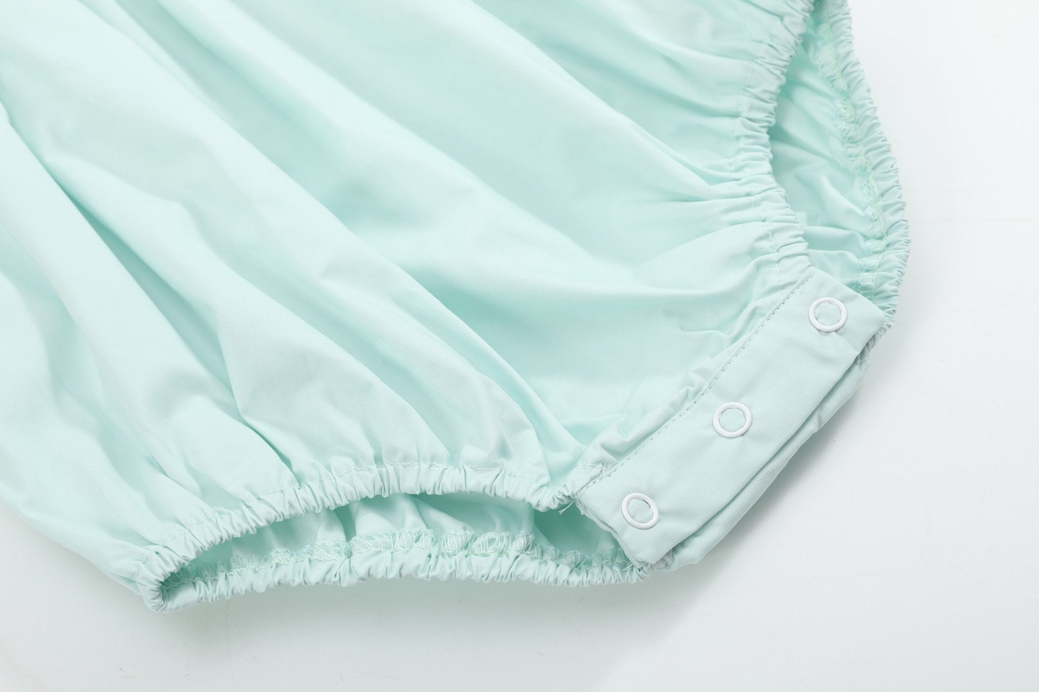 Misty Blue Bunny Smocked Bubble Romper