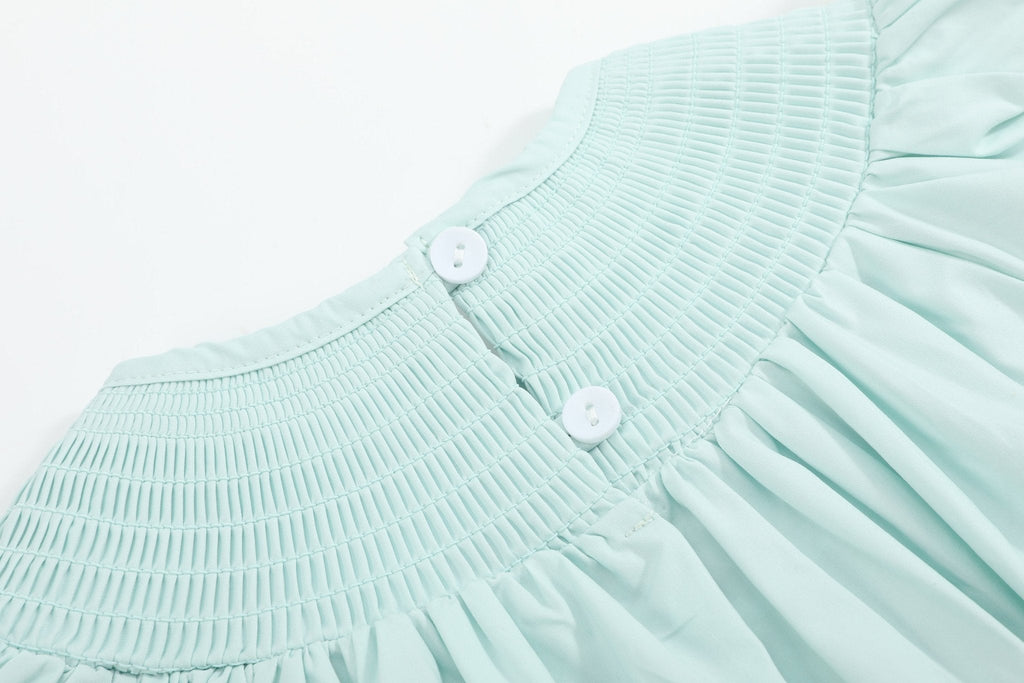 Misty Blue Bunny Smocked Bubble Romper