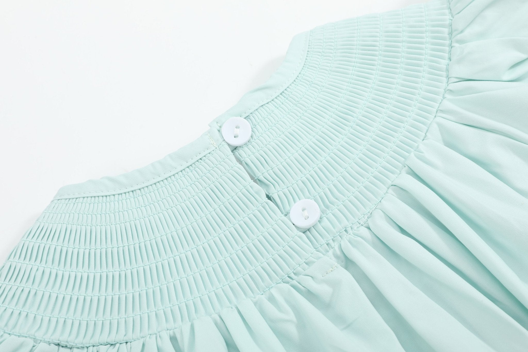 Misty Blue Bunny Smocked Bubble Romper