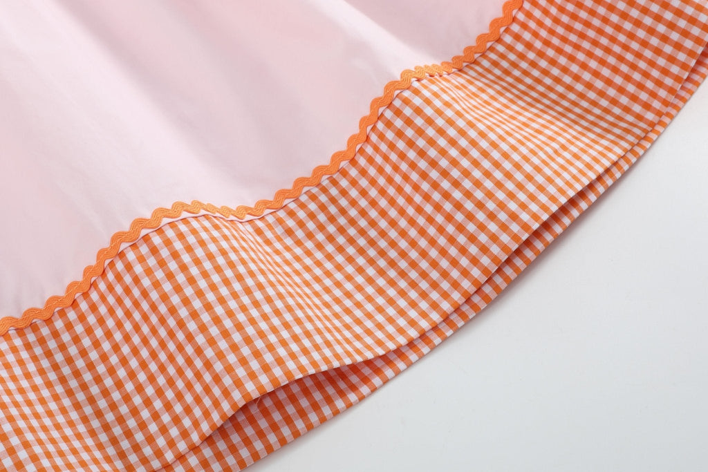Pink and Orange Gingham Boo Smocked Bishop Dress