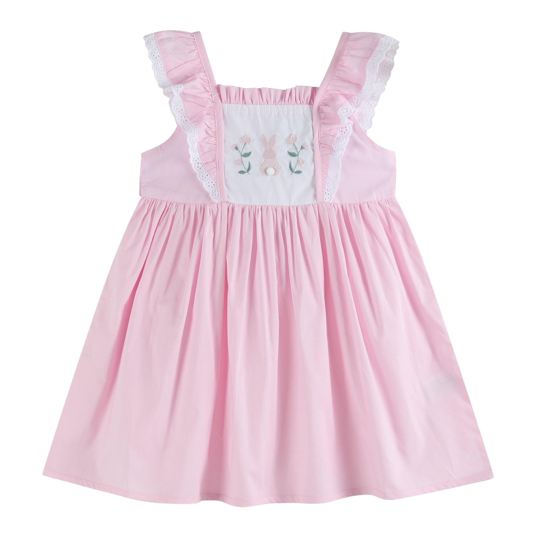 Pink Bunny Ruffle Shoulder Dress