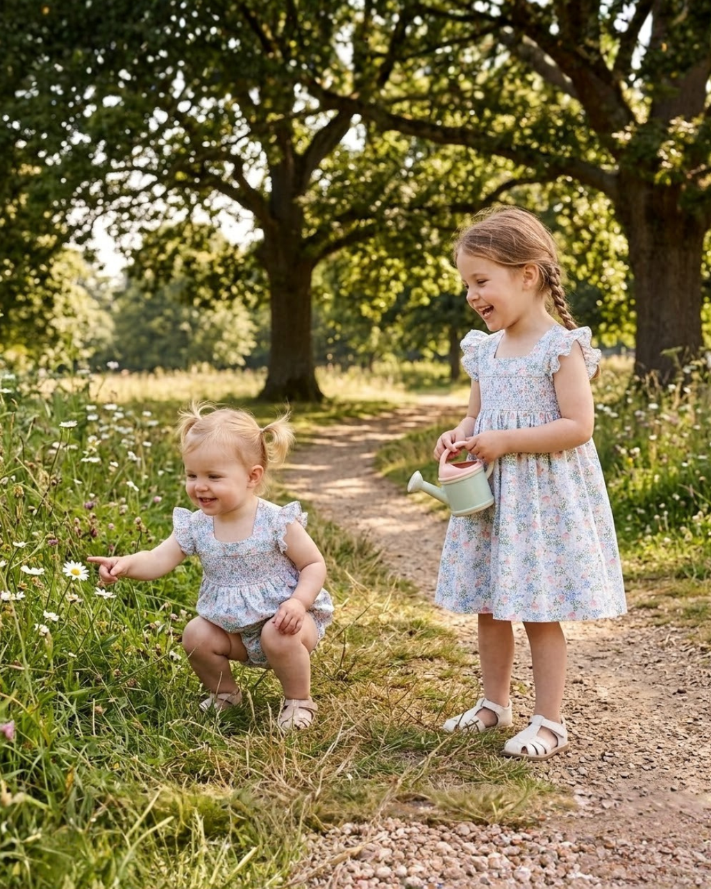 Pink Floral Print Smocked Flutter Dress