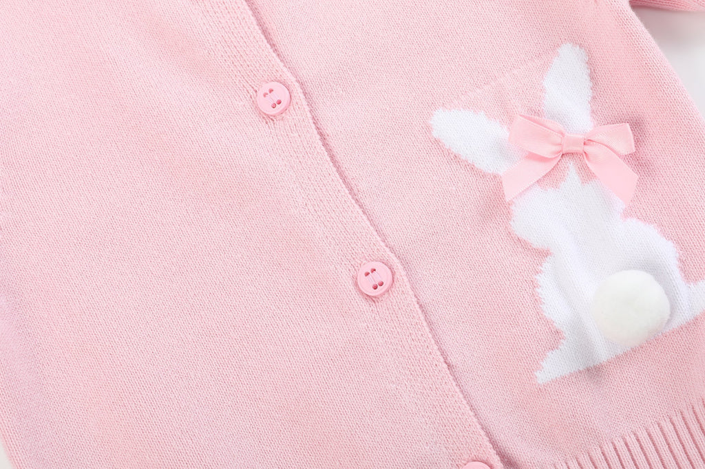 Pink Knit Bunny Cardigan