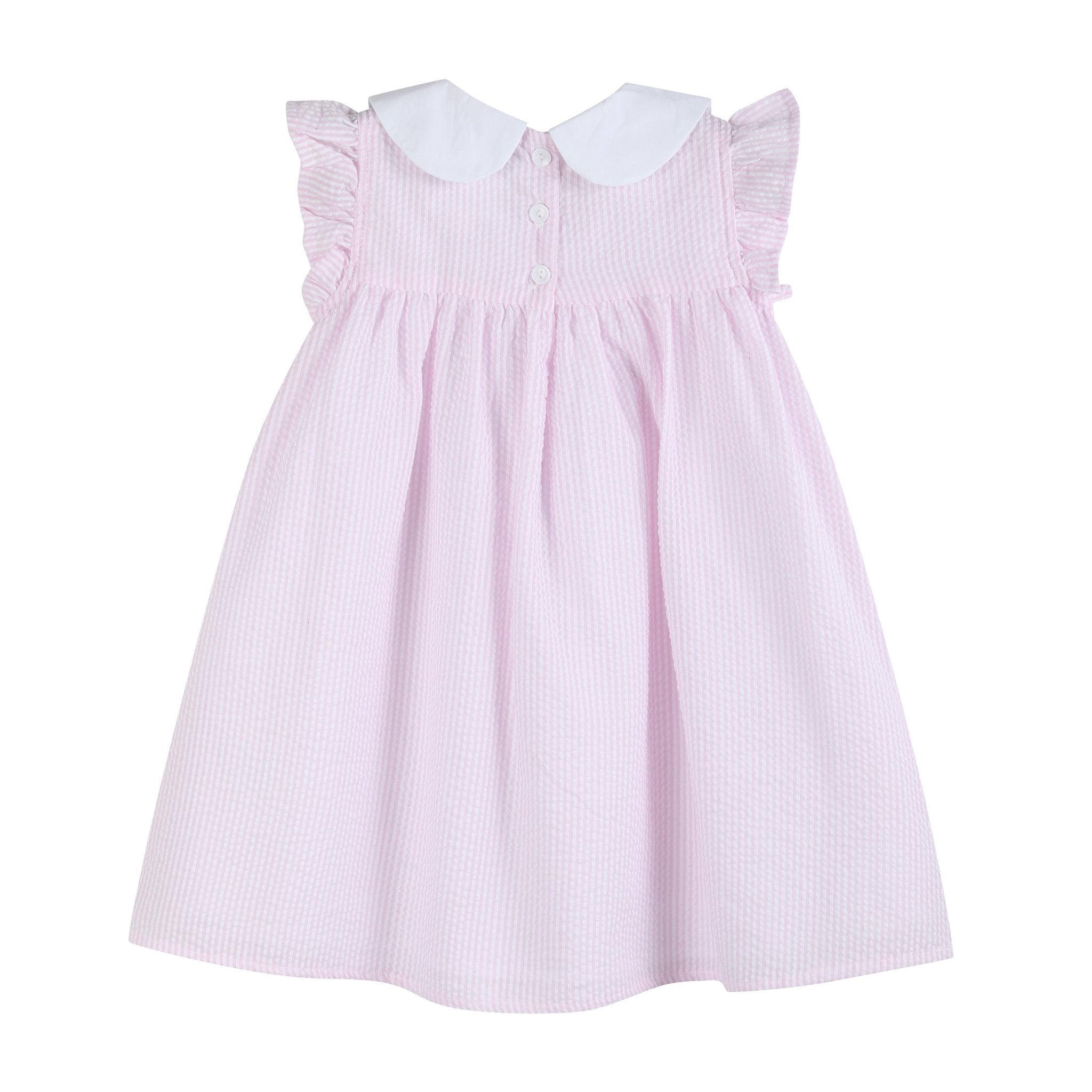 Pink Seersucker Bunny Ruffle Dress
