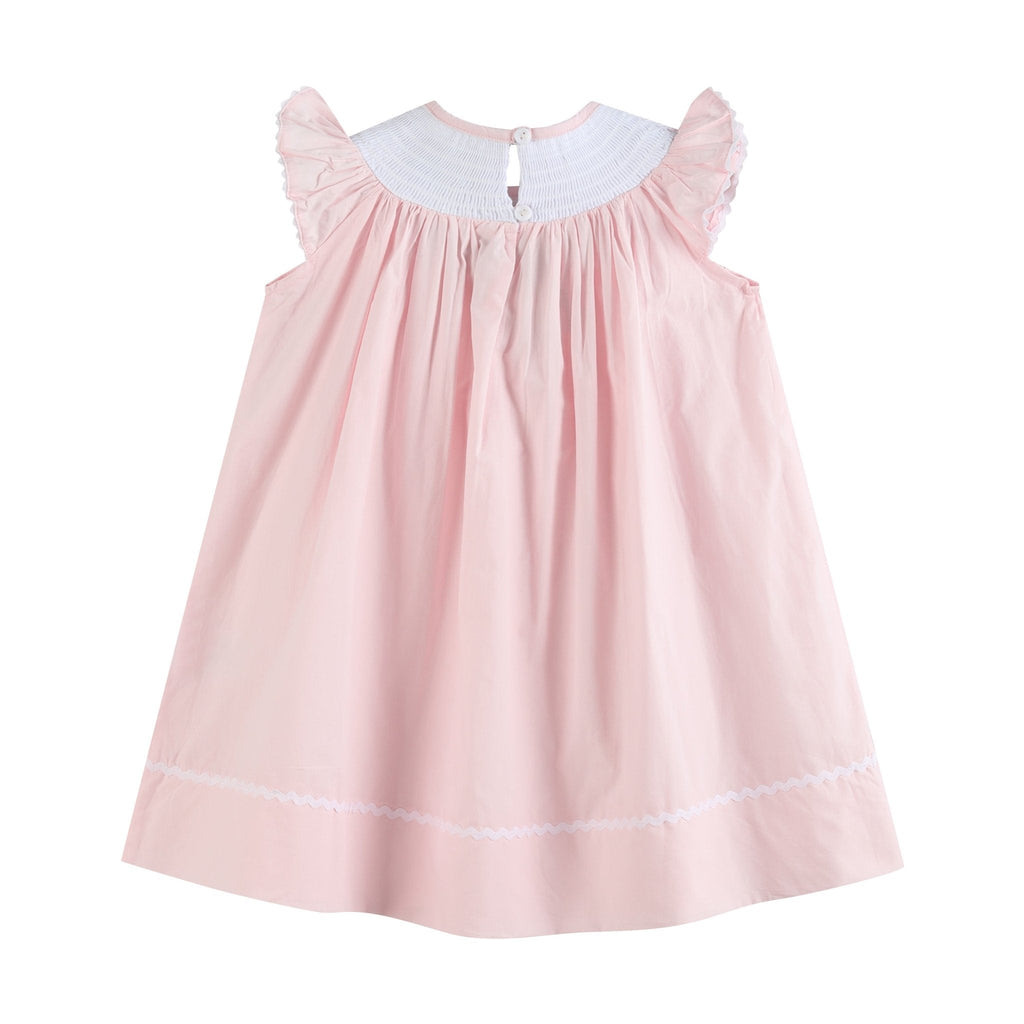 Pink Strawberry Vine Smocked Bishop Dress