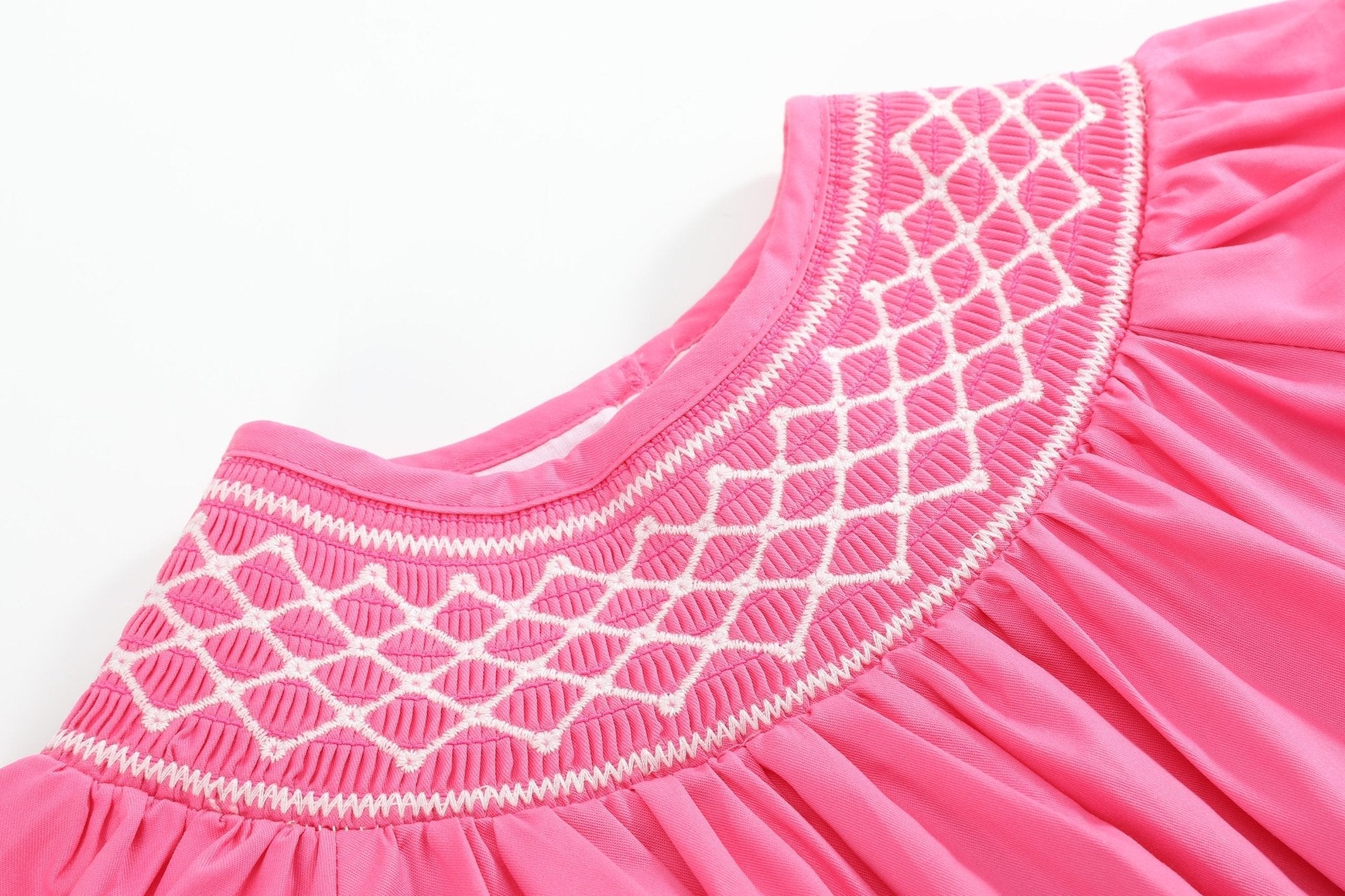 Pink & White Smocked Bishop Dress