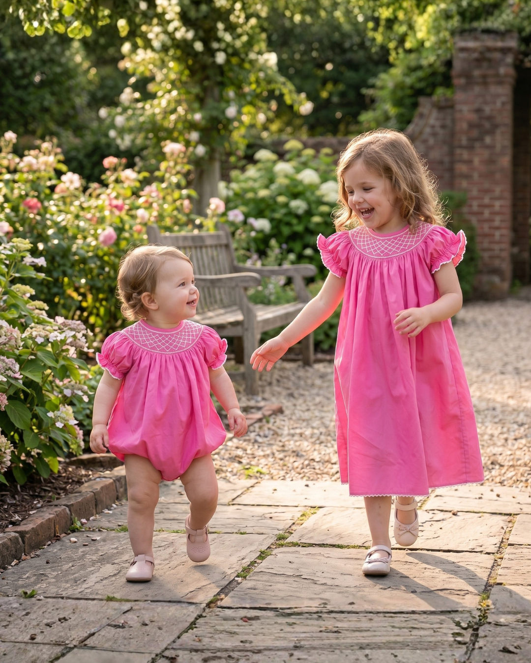 Pink & White Smocked Bubble Romper