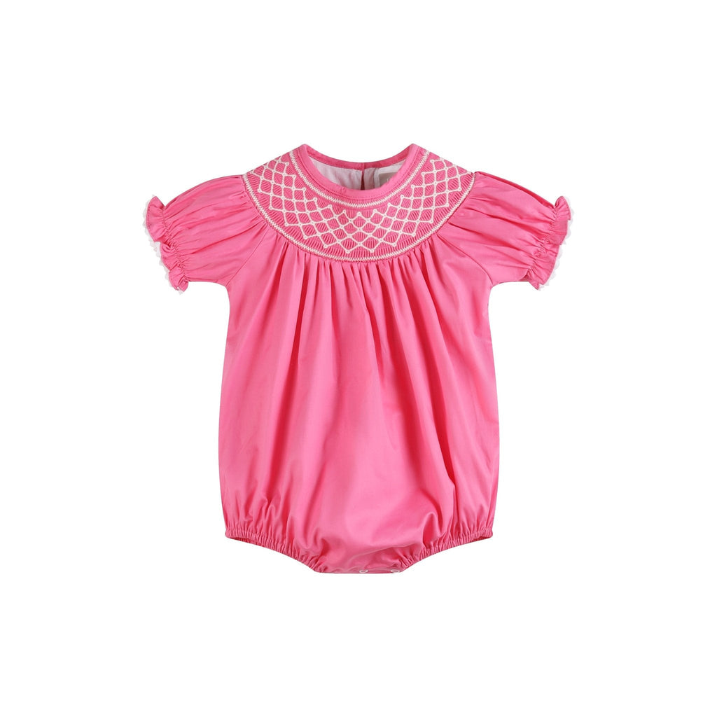 Pink & White Smocked Bubble Romper