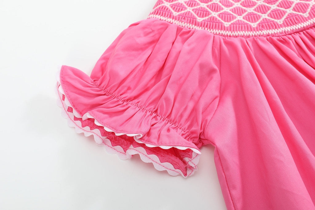 Pink & White Smocked Bubble Romper