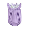 Purple Bunny Smocked Flutter Romper